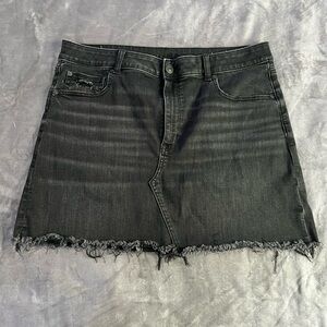 American Eagle Distressed Black Denim Skirt